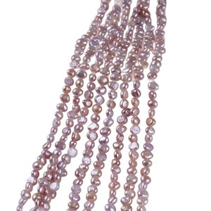 Promotion Perles d'eau douce naturelles violettes 3-4 mm, perles à deux faces, fil lumineux, collier semi-fini à faire soi-même, perles en vrac, vente en gros - Product Image 5