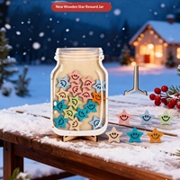 Nouveau produit : Bouteille à vœux décorative en bois sécurisée, boîte de récompenses pour enfants, pot d'étude, ornement artisanal étoile de Noël