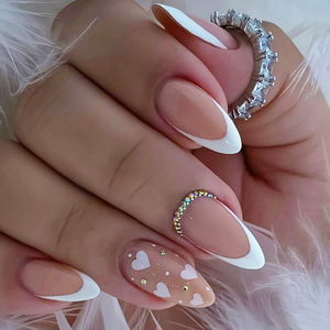 24 <span class=keywords><strong>Uñas</strong></span> Postizas Francesas Color Rojo Marrón para el Día <span class=keywords><strong>de</strong></span> <span class=keywords><strong>San</strong></span> <span class=keywords><strong>Valentín</strong></span>, Diseño <span class=keywords><strong>de</strong></span> Corazón con Lazo a Cuadros, <span class=keywords><strong>Uñas</strong></span> Postizas <span class=keywords><strong>de</strong></span> Cobertura Completa - Product Image 1