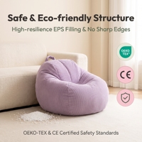 Fauteuil/Pouf d'angle confortable en velours côtelé personnalisé, compressé sous vide, sans structure, pour enfants et tout-petits
