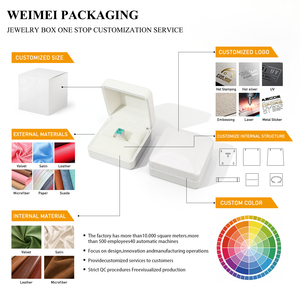 Boîte à bijoux WEIMEI de luxe en cuir PU blanc avec logo personnalisé, vente en gros, pour mariage, fiançailles, bague, collier, pendentif - Product Image 4