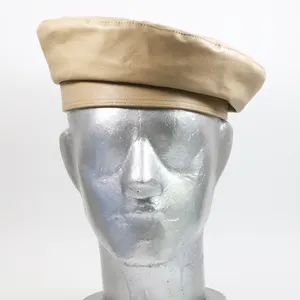 Casquette de béret en cuir PU Beige, pour femmes, Style coréen personnalisé, à la mode