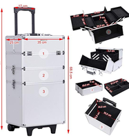 Valise à roulettes 4 en 1, trousse de maquillage, valise de coiffeur, chariot de maquillage