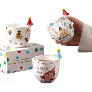 Taza de Leche de Cerámica Personalizada con Dibujos Animados, para Uso Doméstico, <span class=keywords><strong>Desayuno</strong></span>, Café y Jugo, Reutilizable, Apta para Microondas y Lavavajillas, Regalos - Product Image 4