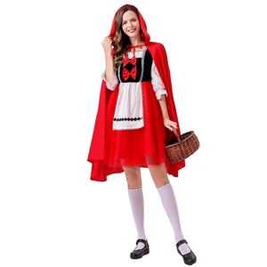 Adult Women <b>Little</b> <b>Red</b> Riding Hood Costume Skirt And Cape Cosplay Dress Set Spring 2025 Stage Wear - Product Image 3