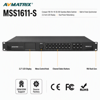 AVMATRIX MSS1611-S Conmutador de Matriz Sin Interrupciones 16x16 3G-SDI, Router de Video 1RU con Pantalla LCD y Alimentación Redundante para Transmisiones