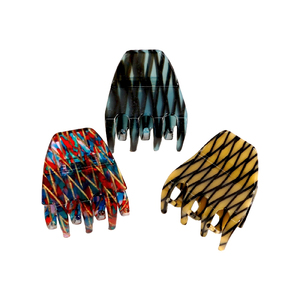 CANYUAN personalizado señoras Hairgrip 5,2 cm pequeño rayas cuadros acetato garra Clips diseño personalizado lindas pinzas para el cabello - Product Image 4