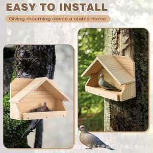 Casa para Pájaros de Madera Sólida, para Montar en Árbol, Acabado Natural, Hábitat para Aves de Jardín - Product Image 5