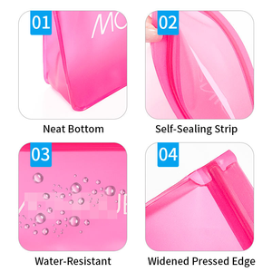 Transparent Pink PEVA Cosmetic Bag Zipper <b>Makeup</b> Pouch Waterproof toiletry <b>Case</b> Custom Logo - Product Image 3
