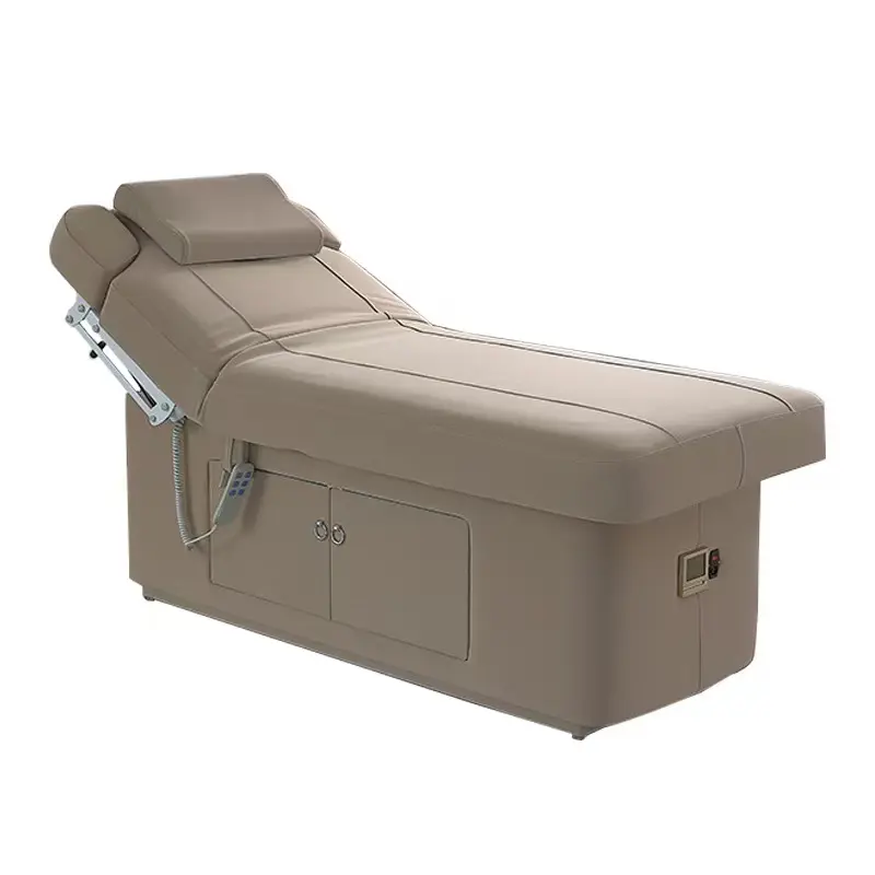 Cama de estilo moderna com cadeira de massagem, cama com varal led de luxo ajustável para massagem beleza tratamento de massagem