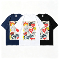 T-shirt vintage à motif Cupidon en papier déchiré, cœur brisé, couronne, ange de feu, style collage, hip-hop, streetwear oversize, haut à manches courtes