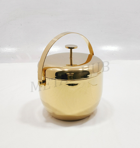 Cubo de Hielo de Acero Inoxidable Dorado Brillante de Primera Calidad con Pinzas para Hielo, Enfriador de Vino y Champán de Doble Pared para el Hogar, Bar o Fiestas - Product Image 3