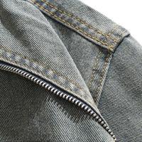 Blouson en jean personnalisé pour homme, coupe slim, délavé clair, brodé, style streetwear, design ample et vieilli, type baseball