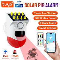 Alarm Keamanan Rumah Tuya Smart WiFi Outdoor Tenaga Surya Infrared PIR Strobe Siren Detector PST-CT80WH