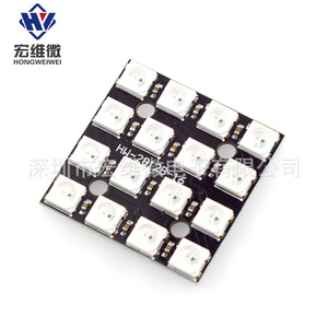 โมดูลไดรเวอร์ LED Hongwei Micro WS2812B 4x4 RGB สีสันเต็มรูปแบบ บอร์ดพัฒนาสำหรับติดตั้งบน PCB - Product Image 2