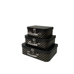 Eternal Floral Design Three-Piece Bronzing Twill <strong>Suitcase</strong> Portable <strong>Cardboard</strong> Wedding Gift Box for Household Products - Product Image 2