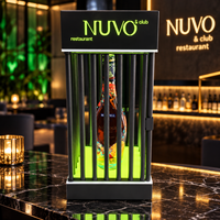 Présentoir à bouteilles LED LiqVis en métal noir de haute qualité, durable, lumineux, pour anniversaires, hôtels et événements