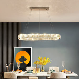 当代北欧长方形奢华金色吊灯住宅餐厅酒店K9水晶现代天花板吊灯 - Product Image 5