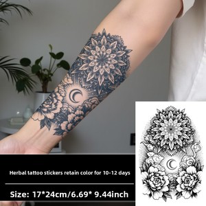 Autocollants de <span class=keywords><strong>tatouage</strong></span> en papier inspirés de jus de plantes, motifs Mandala, Pivoine, Lune Crescente, <span class=keywords><strong>Nuages</strong></span> Auspicieux, impression par transfert à l'eau, luxe - Product Image 1