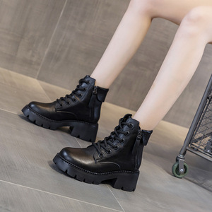 2025 nuevas <span class=keywords><strong>botas</strong></span> Martin de cuero de Otoño de celebridades de Internet, zapatos de mujer, <span class=keywords><strong>botas</strong></span> cortas altas de estilo británico de fondo grueso - Product Image 3