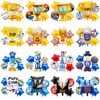 Ensemble de 5 ballons en feuille métallisée sur le thème de la fête des pères, faciles à gonfler, taille personnalisée, décoration colorée, design pour réunion de famille