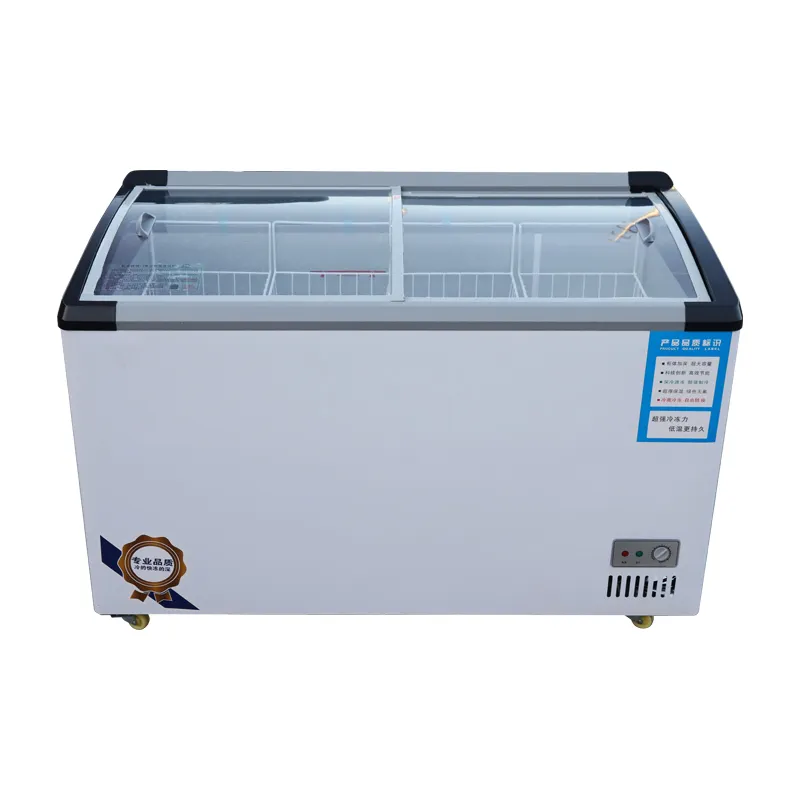 高性能冷凍装置ガラスドアスーパーマーケットアイスクリーム冷凍庫