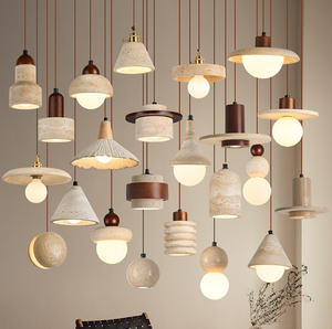 Popolare <span class=keywords><strong>Lampadario</strong></span> in Travertino <span class=keywords><strong>Giallo</strong></span> Stile Wabi Sabi Giapponese Retrò per Ingressi e Corridoi - Product Image 1