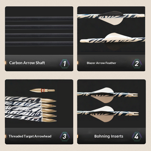 Flèches en carbone OEM 6,2 mm ID 30 pouces, rectitude ±0,003 pouces, spine 300/350/400, ailettes Blazer, pour <span class=keywords><strong>arc</strong></span> à poulies, vente en gros - Product Image 3