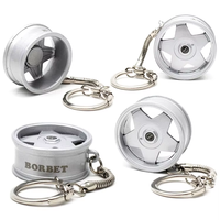 Porte-clés Turbine Doré Brillant avec Design Rotatif et Finition Polie pour Cadeaux d'Aimants de la Scène Automobile JDM