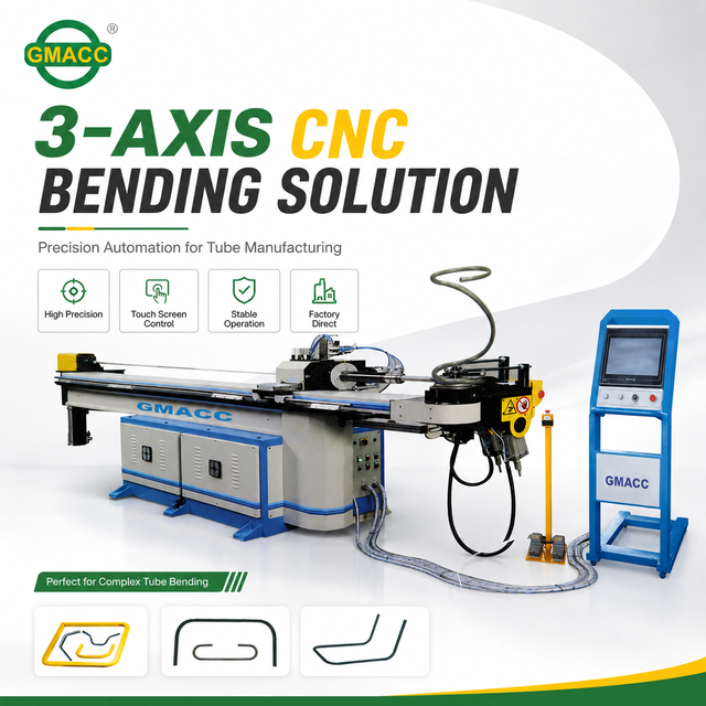 CNC Tube Bending Machine OD 63mm Hydraulic Pipe Bender 7.5kW Motor 30 to 350mm Radius 800mm Per Second