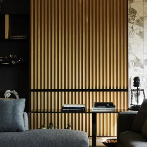 Hotel Popular Hollow Modern Design Decorative Laminated Interior Wooden Grain Pvc Wpc Fluted Wall Panel Cladding Interior