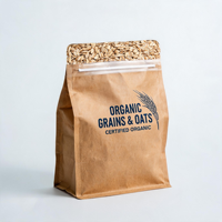 Servizio di Stampa Digitale Personalizzata su Carta per Sacchetti Stand-Up con Cerniera in Carta Kraft per Alimenti Biologici con Logo Personalizzato e Basso MOQ