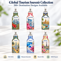 Botol Minyak Keramik Suvenir Asia Malaysia dengan Kotak Hadiah Desain Landmark Kota Kustom Dispenser Minyak Porselen untuk Dapur Rumah