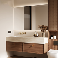 Meuble de salle de bain haut de gamme de style européen, noir et blanc, avec double vasque suspendue