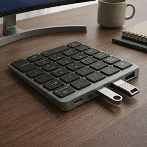 Bluetooth Wireless Numeric Keypad Numpad 28 Keys Portable Hub Financial Accounting Rechargeable Numeric Pad for Laptop Desktop - Product Image 6