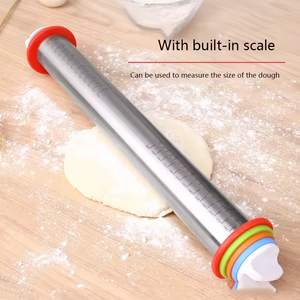Molto richiesto: <span class=keywords><strong>Mattarello</strong></span> con anelli regolabili per la spessore della pasta, per la preparazione di pasta, pizza, torte e biscotti - Product Image 4