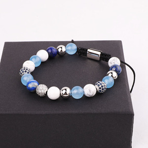 Nhà Máy Trang Sức 8Mm Đá Quý Howlite Lapis CZ Charms Macrame Bện Tình Bạn Bracelet Lady - Product Image 5