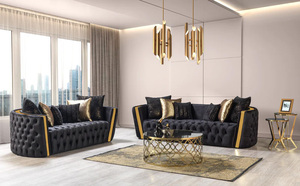 Stainless Steel Frame Living Room Furniture Modern Luxury <strong>Velvet</strong> Sofa High Quality Upholstered Sofa Set for Home Hotel Lobby - Product Image 2