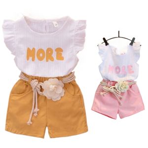 Completo Estivo di Alta Qualità con Pantaloncini e Cintura per Bambine, Set di Abbigliamento Estivo per Bambine, Completi per Neonati, Set di Abbigliamento per Bambine - Product Image 1