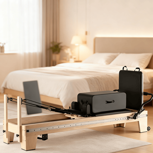 Équipement de <span class=keywords><strong>Pilates</strong></span> Reformer en bois de chêne, professionnel, durable, haute résistance, réglable, écologique, avec lit coulissant central, pour studio de yoga et soin du <span class=keywords><strong>corps</strong></span> - Product Image 1