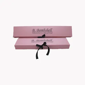 定制粉色优雅假发盒标志印花发辫钩针包装接发发束假发纸盒