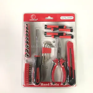 Kit d'outils manuels, avec embouts tournevis, douille, clé hexagonale, emballage en Blister, Kit de 31 pièces, meilleure vente