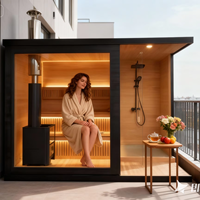 Sauna et douche combinés modernes en bois massif de pruche électrique, pour intérieur/extérieur, avec panneau de commande informatisé, alimentation par prise, idéal pour appartement
