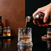 Verre à whisky rotatif à motif diamant 360 °   Verre à liqueur rotatif, verre créatif de luxe pour hôtel, restaurant, bar