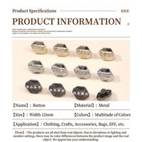 Bouton-pression en alliage électroplaqué de luxe, forme polygonale concave, motif de surface personnalisable, ornement de vêtement, vente en gros