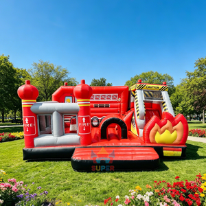 Castillo Inflable Comercial <span class=keywords><strong>Winway</strong></span> de PVC, Tobogán Inflable con Diseño de Camión de Bomberos, Rojo, 6x4M, para Más de 10 Pasajeros, Fácil de Instalar, Alquiler para Fiestas Infantiles - Product Image 1