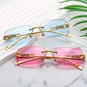 Gafas de Sol Cuadradas Sin Montura con Cabeza de Leopardo Metálicas Retro para Mujer, con Logotipo Personalizado 2025, de Moda, Coloridas, para Hombre y Mujer - Product Image 6