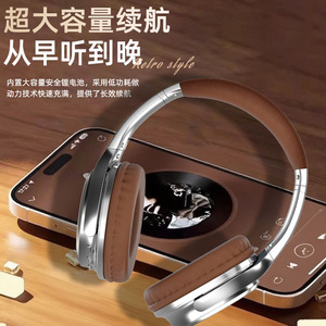 Vj901 Retro Over Ear Metal Bluetooth Headphone 6.0 <b>Wireless</b> Dynamic <b>Mic</b> Button Control Sports Use - Product Image 4