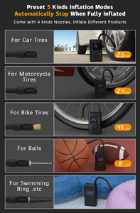 Du Lịch Xách Tay Ngân Hàng Điện Sạc Di Động LED Hiển Thị Kỹ Thuật Số Lốp Không Khí Inflator Xách Tay Mini Máy Nén Khí Xe - Product Image 3