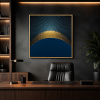 Cadre d'art mural en verre noir doré nordique moderne, peinture en aluminium pour décor de bureau ou d'hôtel